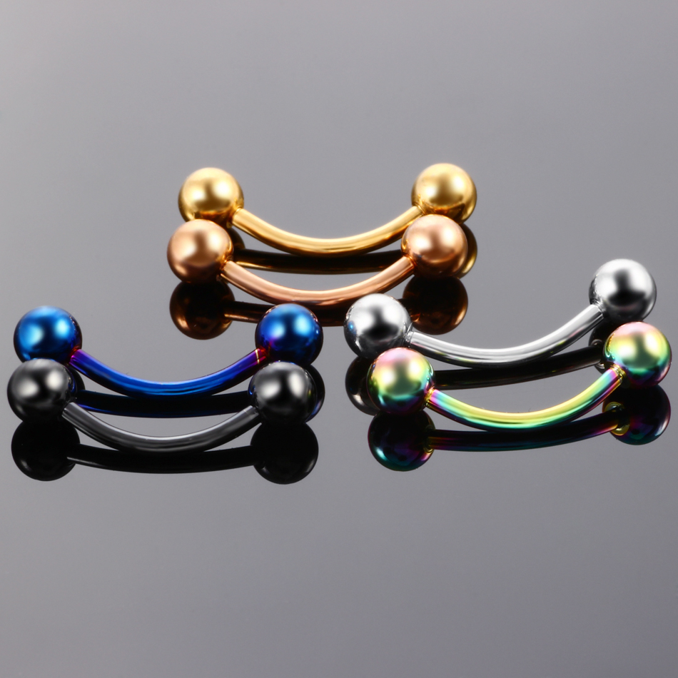 ロット 2 個チタン陽極酸化カラフルな湾曲したバーベル眉毛ピ - Eyebrow Curved Barbell のレビューと価格