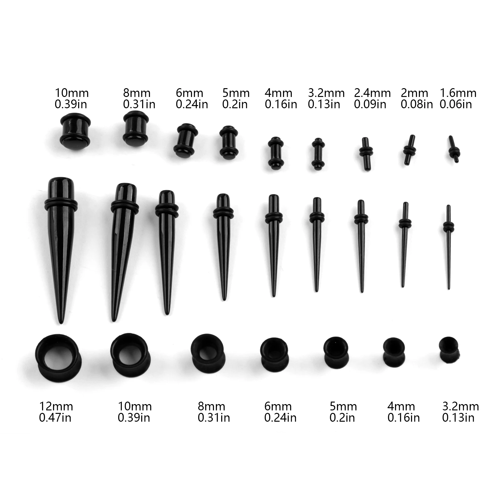 アクリル耳ストレッチキット,36個,50個セット,テーパード - Body Jewelry Ear Plugs のレビューと価格