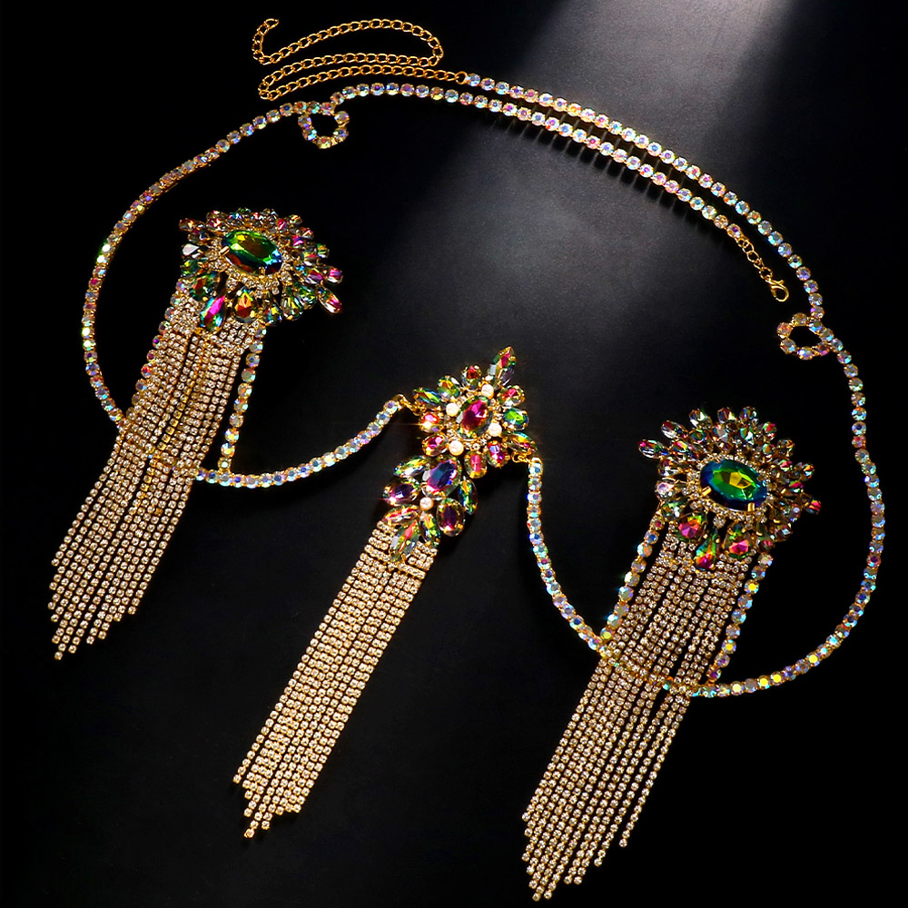 セクシーなタッセルカラークリスタル胸チェーンネックレス女性ビ - Body Jewelry Nipple Chain のレビューと価格