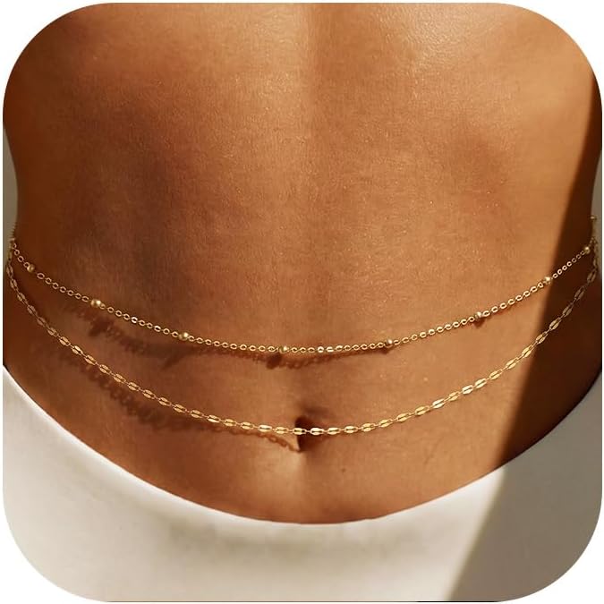 14K金メッキウエストチェーン、女性用レイヤードウエストビー - Body Jewelry Sale のレビューと価格